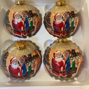 Santa Claus Holiday Ornaments Set Twas the night before Christmas